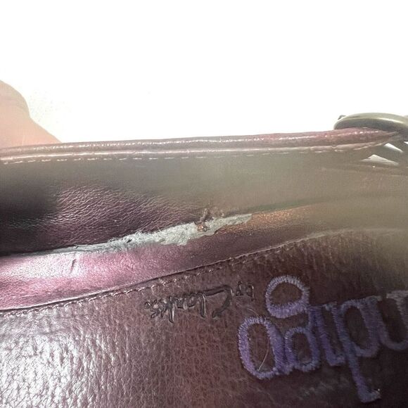 Indigo by Clarks Burgundy Leather Slip On Ballet Flats Womens 8 M Comfort Casual - Picture 10 of 14